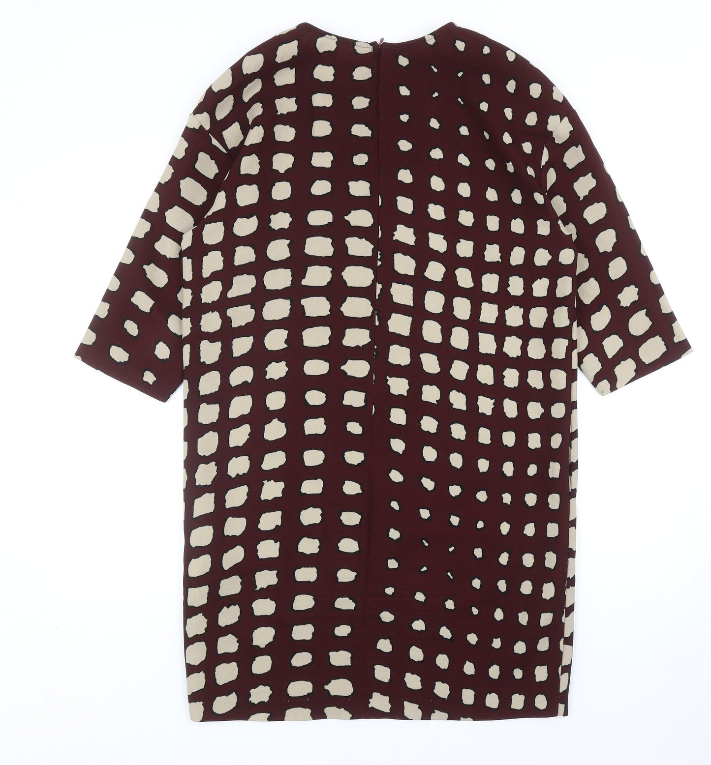 La Fee Maraboutee Womens Red Geometric Polyester A-Line Size 10 Round Neck Zip