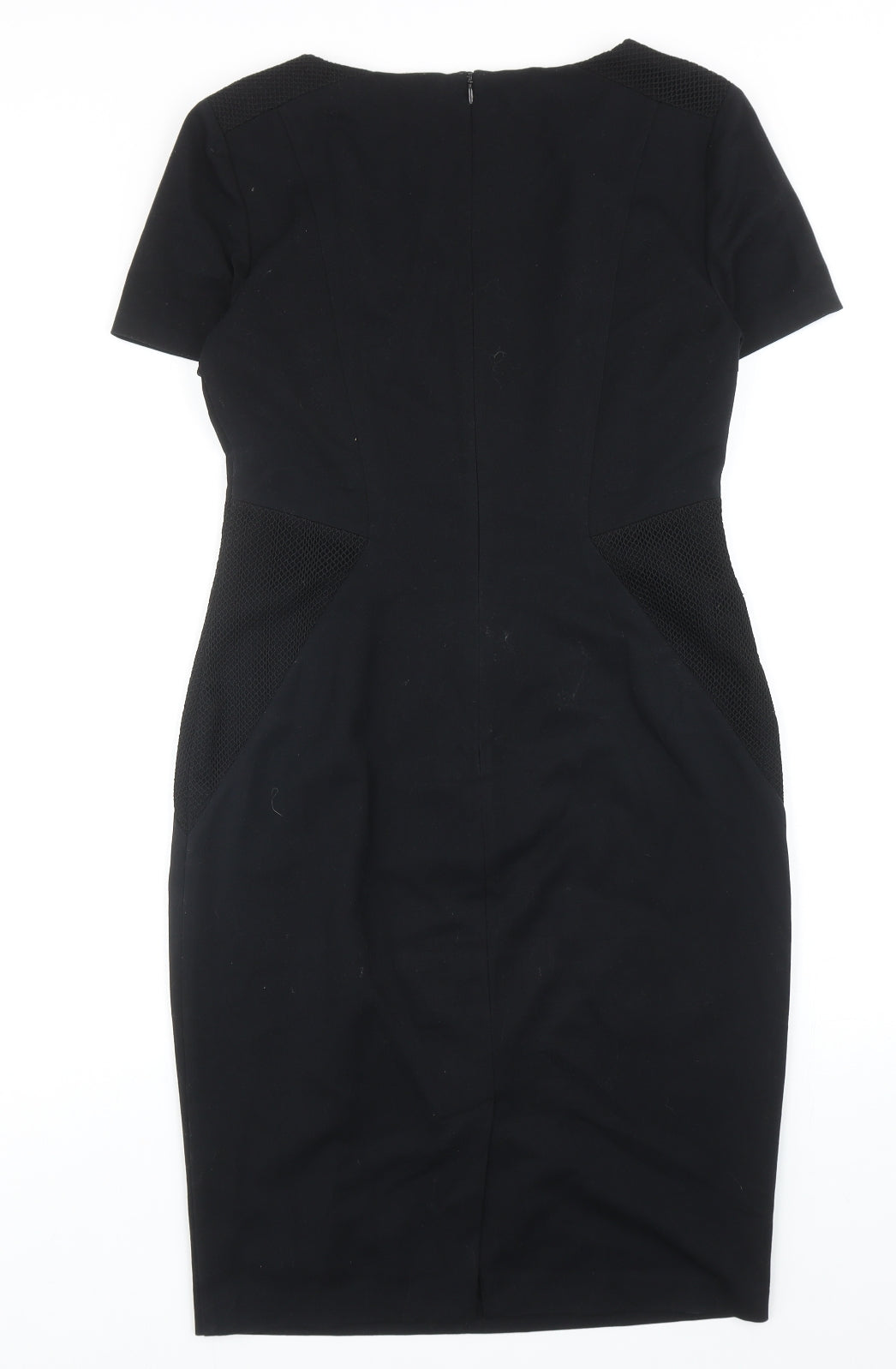 Marks and Spencer Womens Black Polyester A-Line Size 10 Round Neck Zip