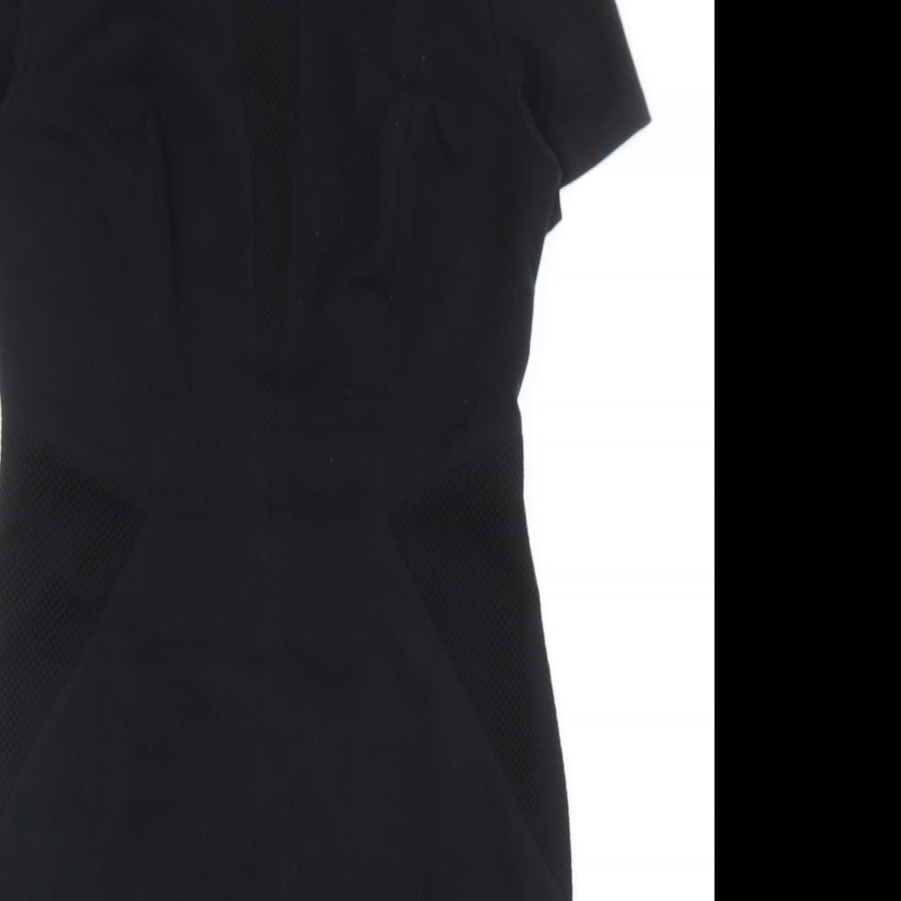 Marks and Spencer Womens Black Polyester A-Line Size 10 Round Neck Zip