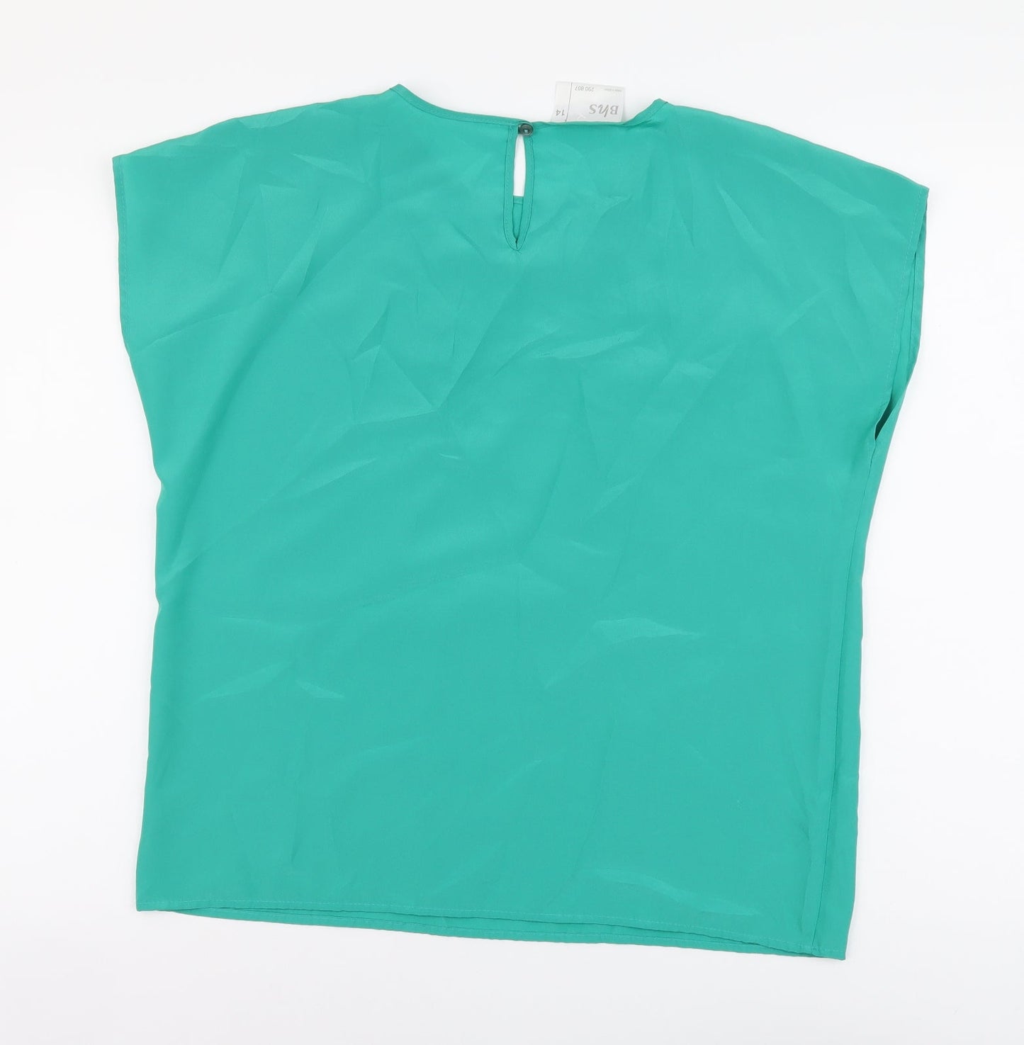 BHS Womens Green Polyester Basic Blouse Size 14 Round Neck