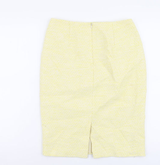 Saba Womens Yellow Cotton Straight & Pencil Skirt Size 10 Zip