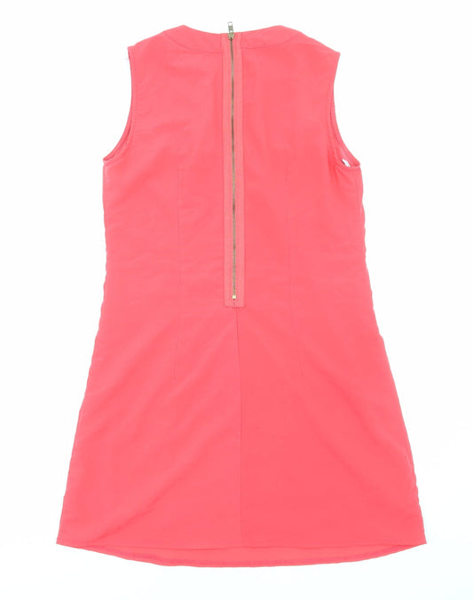 Rage Womens Pink Polyester Shift Size 10 Round Neck Zip