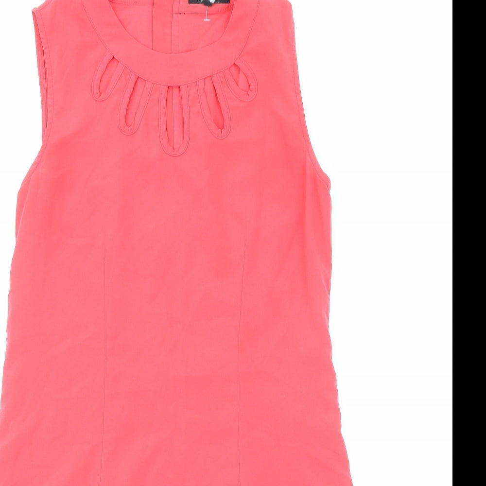 Rage Womens Pink Polyester Shift Size 10 Round Neck Zip