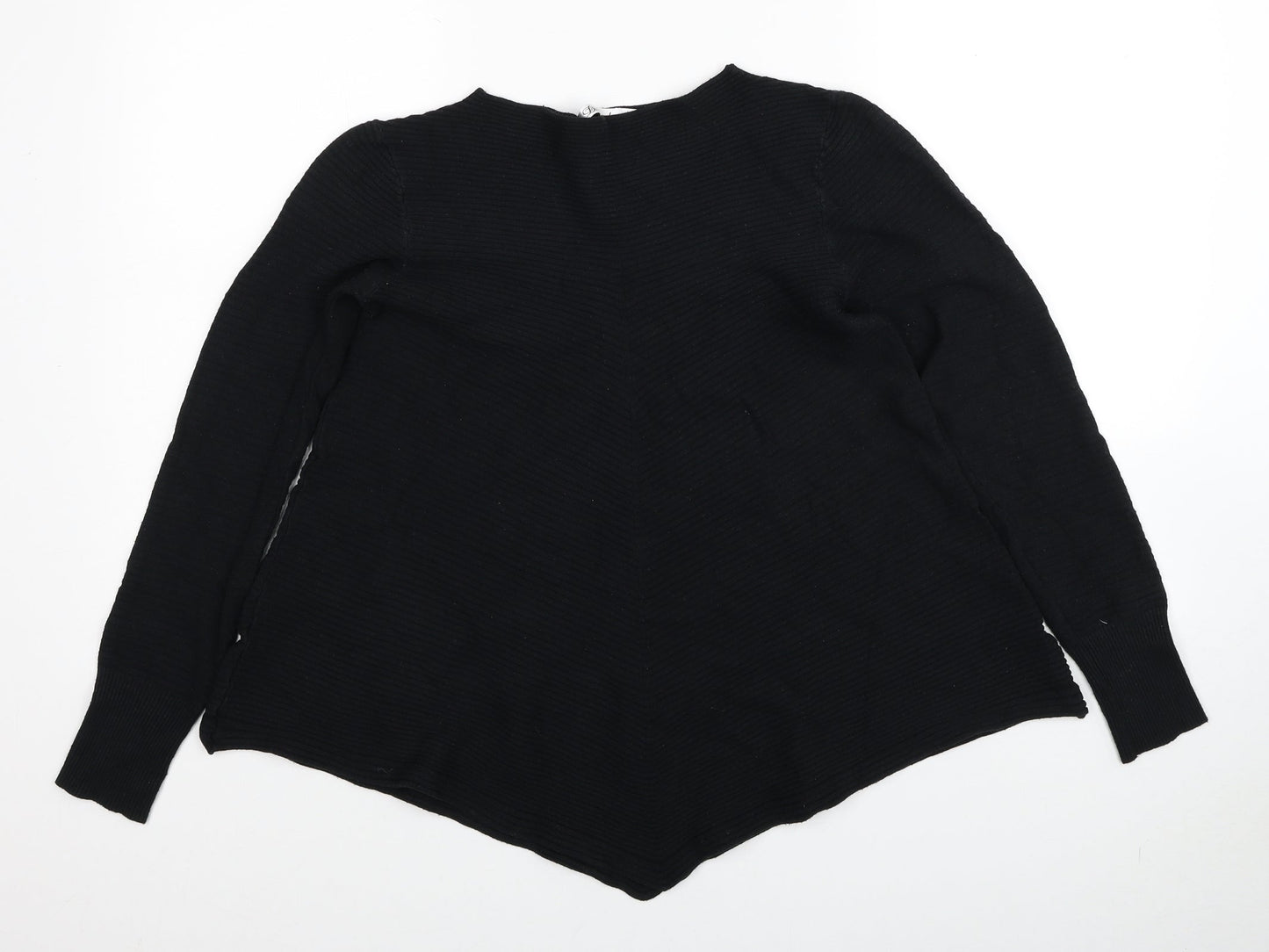 Damod Womens Black Boat Neck Viscose Pullover Jumper Size M - Ribbed
