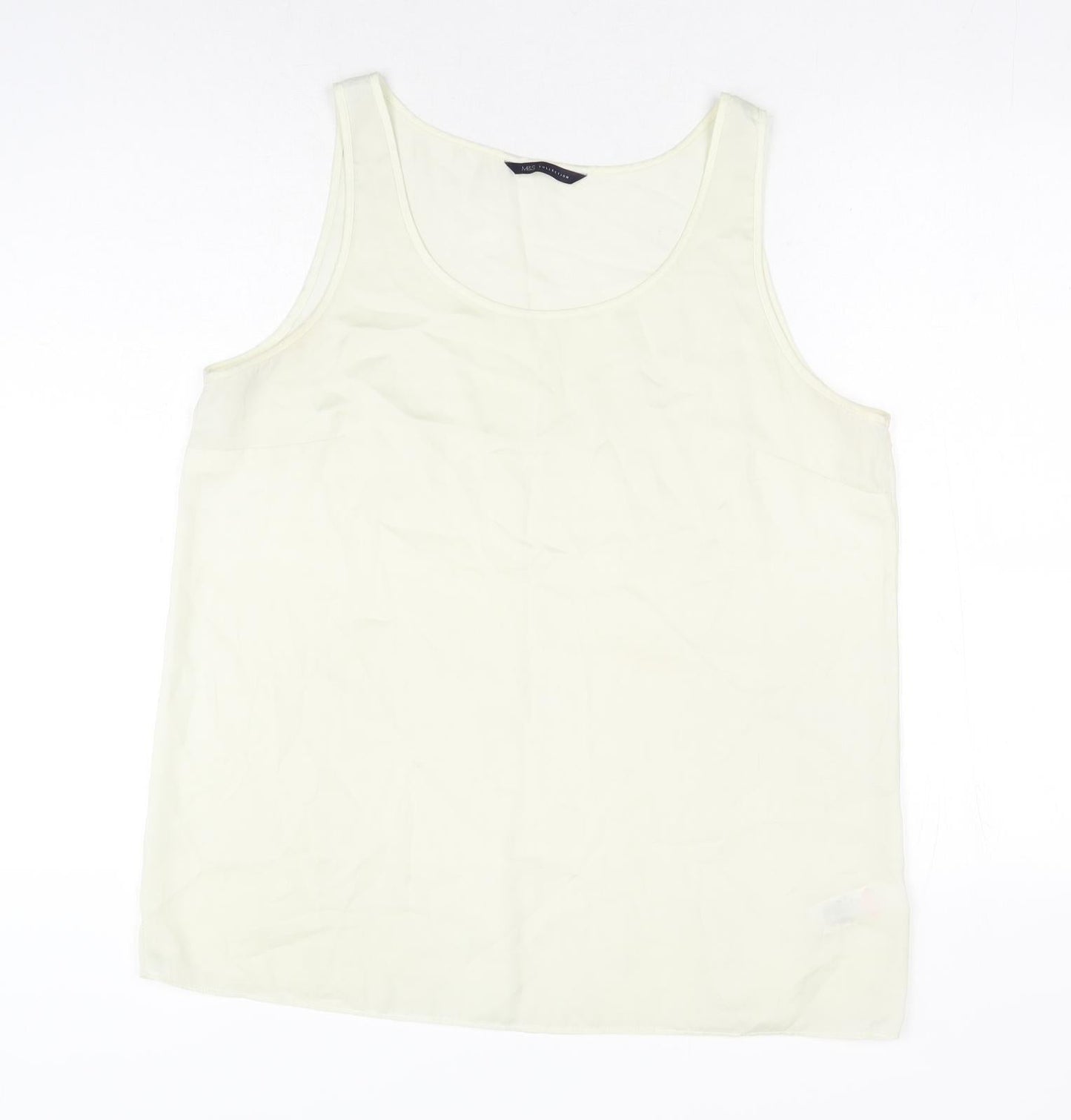 Marks and Spencer Womens White Polyester Basic Tank Size 16 Round Neck