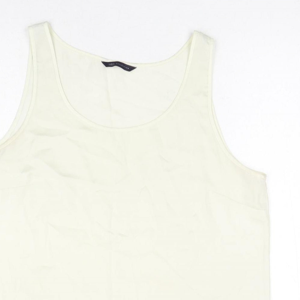Marks and Spencer Womens White Polyester Basic Tank Size 16 Round Neck