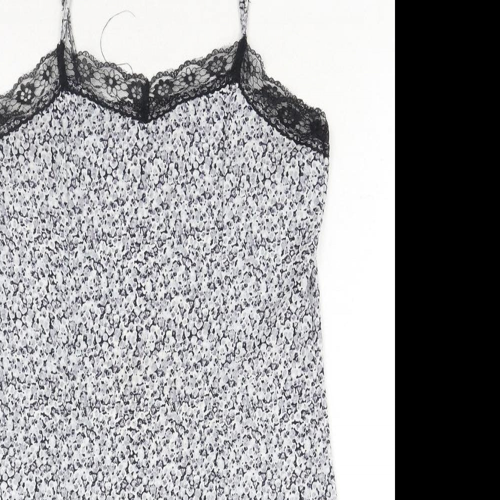H&M Womens Blue Geometric Polyester Tank Dress Size 10 V-Neck Pullover