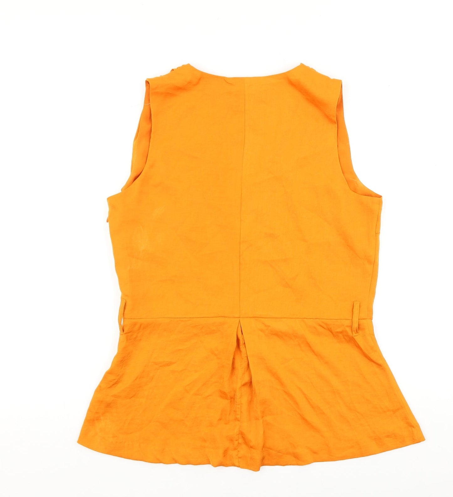 Marks and Spencer Womens Orange Polyester Basic Blouse Size 10 V-Neck