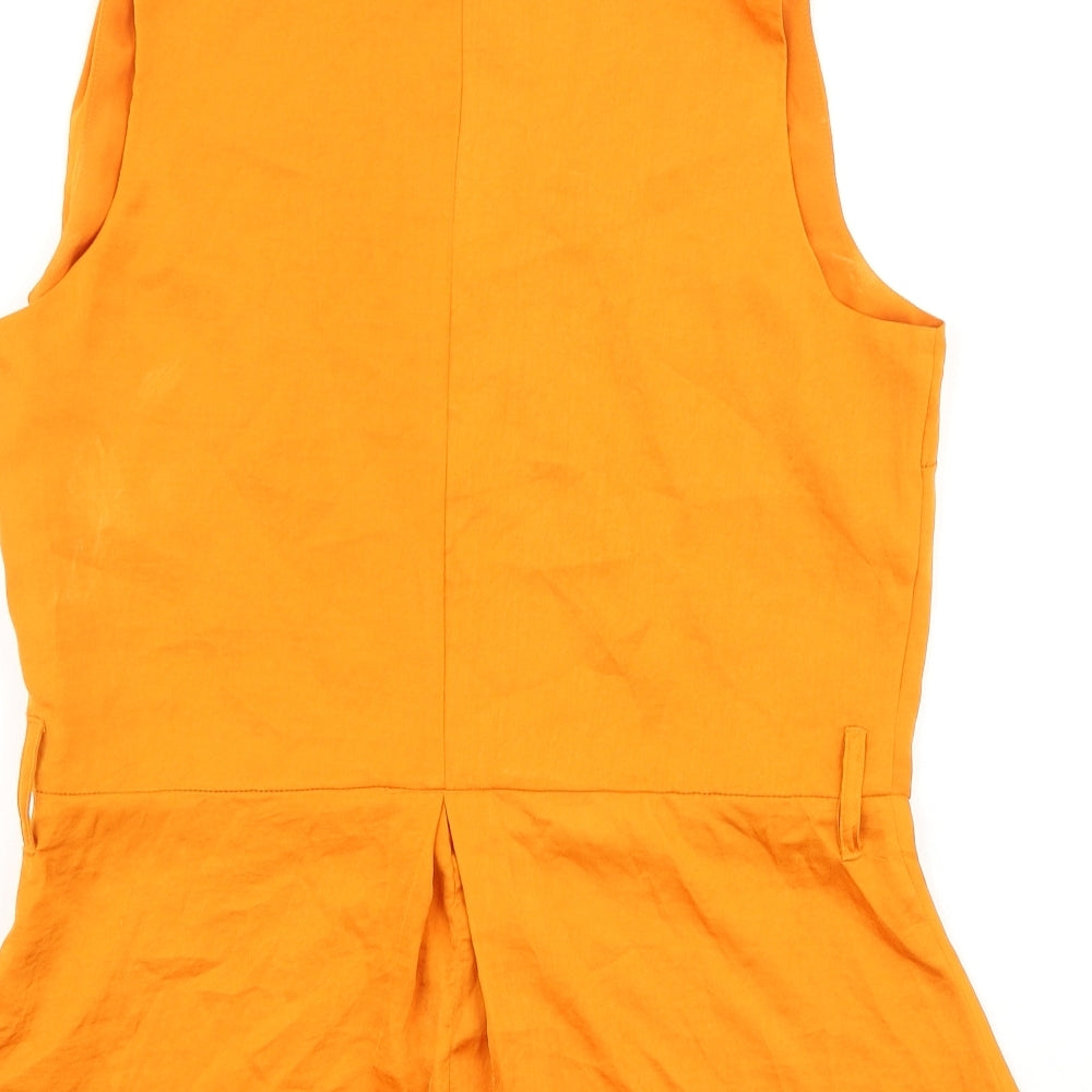 Marks and Spencer Womens Orange Polyester Basic Blouse Size 10 V-Neck