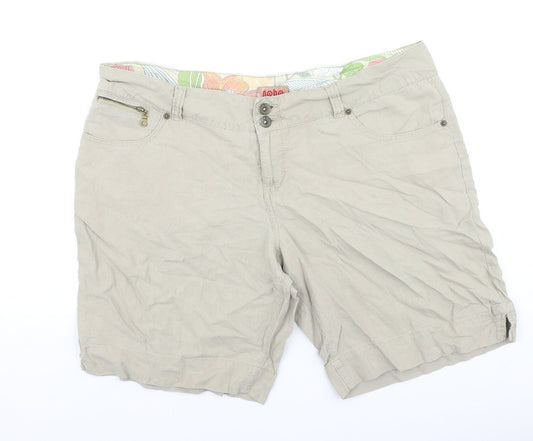 Nobo Womens Beige Linen Chino Shorts Size 38 in L9 in Regular Button
