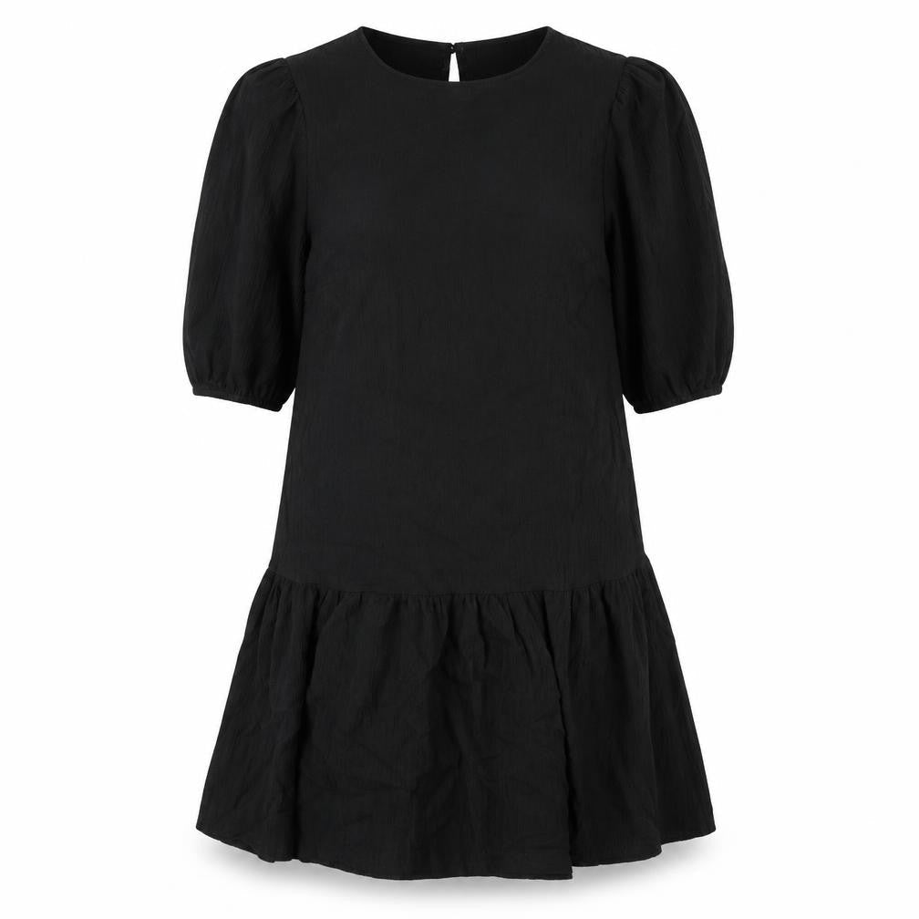 Primark Womens Black Polyester Shift Size 6 Round Neck Button