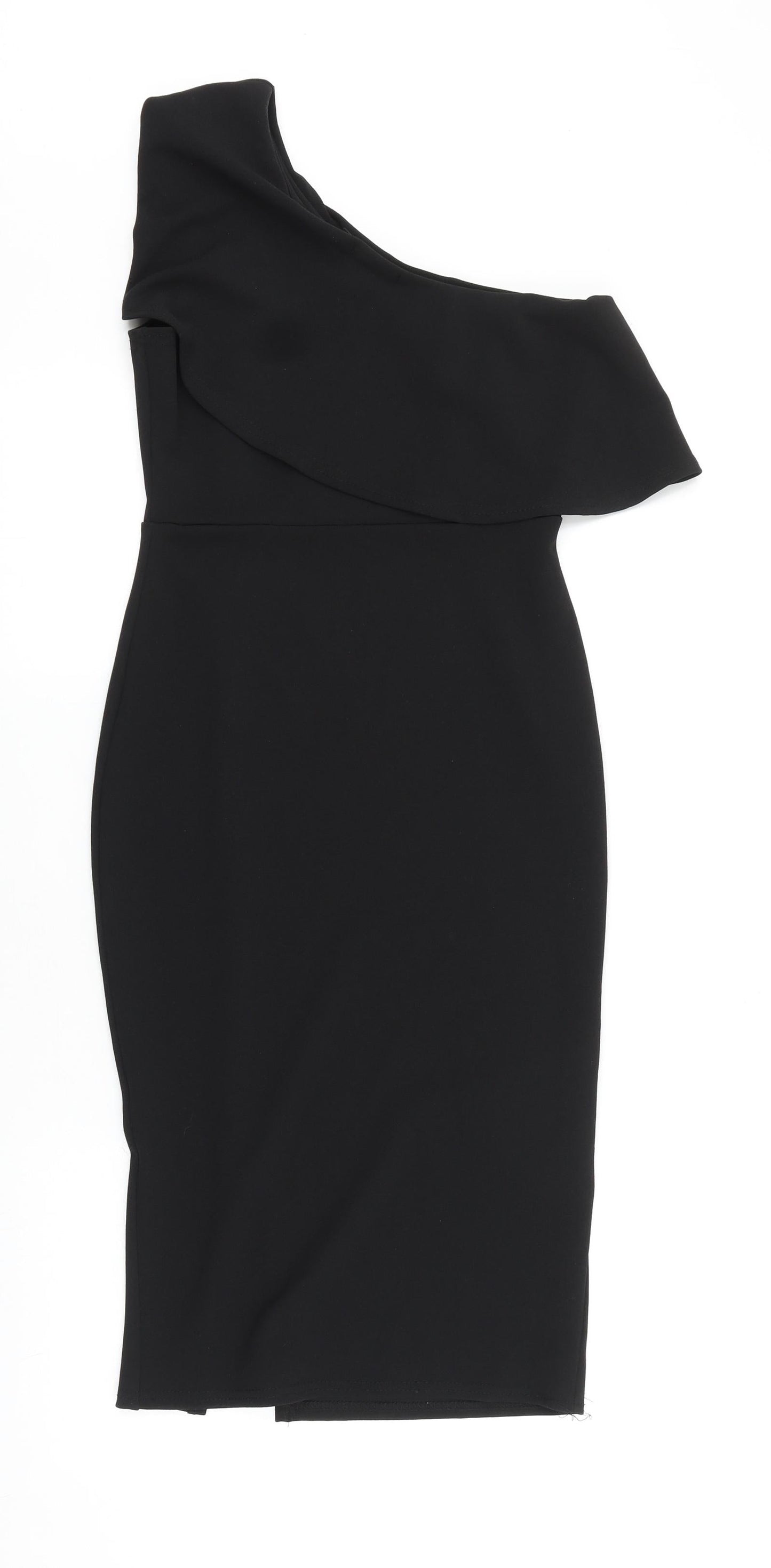 Preworn Womens Black Polyester A-Line Size 10 One Shoulder Pullover