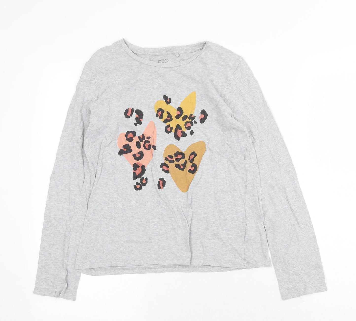 NEXT Girls Grey 100% Cotton Basic T-Shirt Size 12 Years Round Neck Pullover