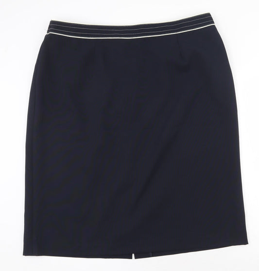 Classics Womens Blue Polyester Straight & Pencil Skirt Size 24 Zip