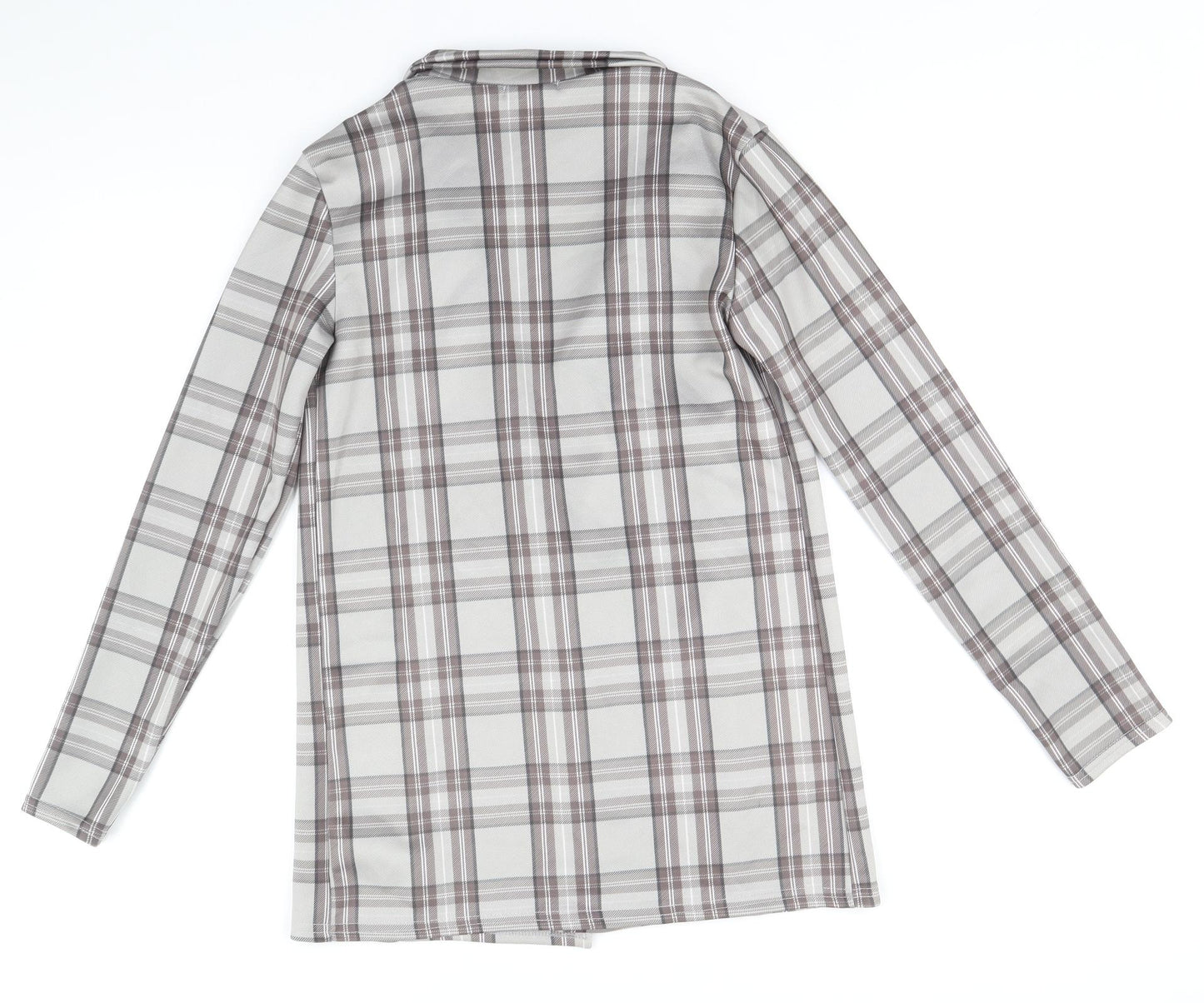 PRETTYLITTLETHING Womens Grey Geometric Pea Coat Jacket Size 6