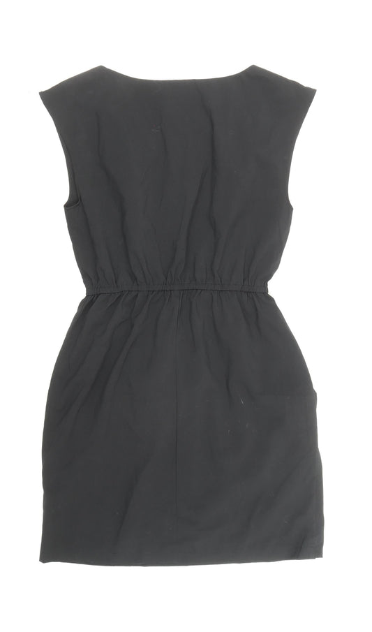 Lila Womens Black Nylon Fit & Flare Size 10 Round Neck Pullover