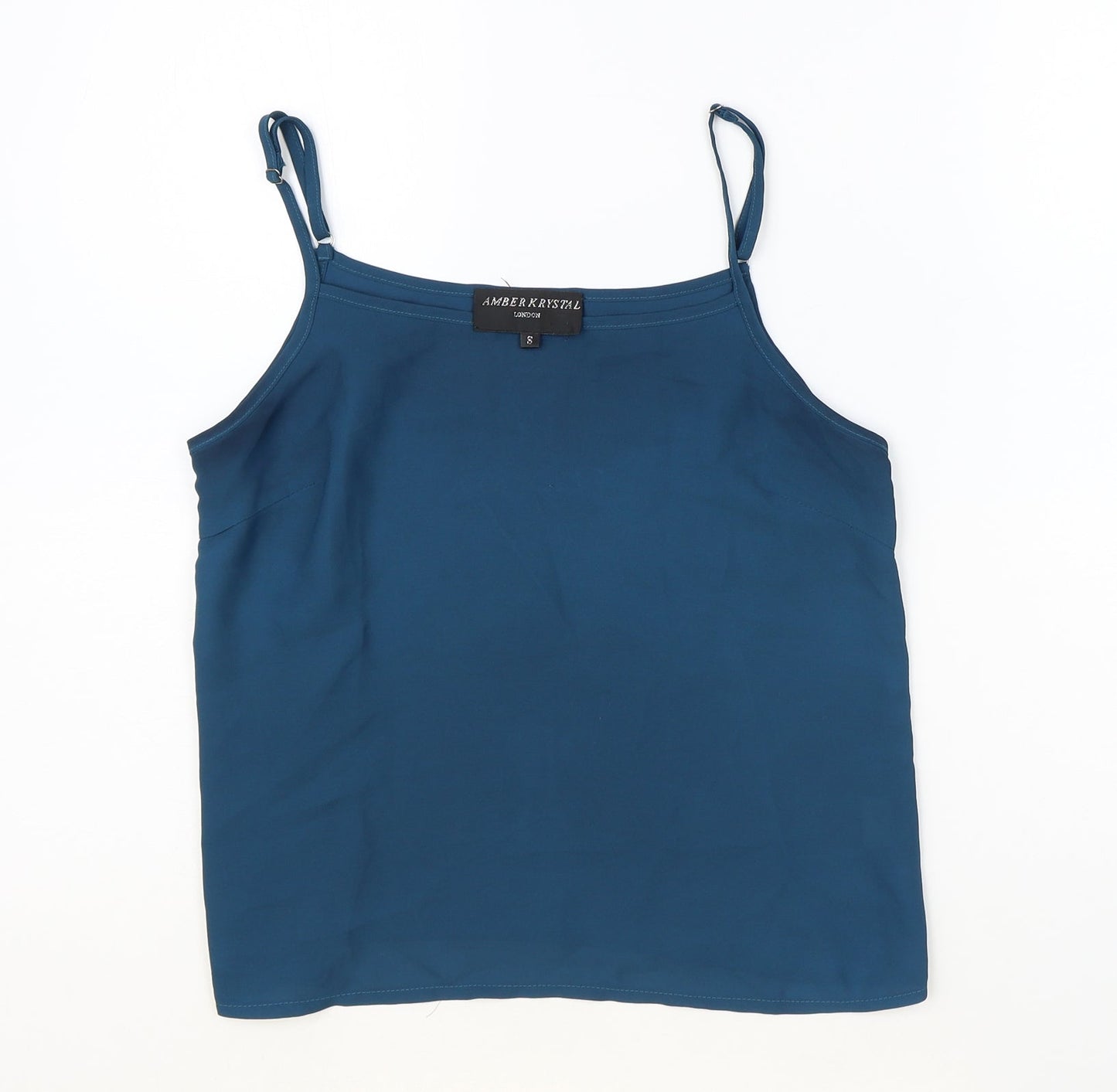 Amber Krystal Womens Blue Polyester Basic Tank Size S Square Neck