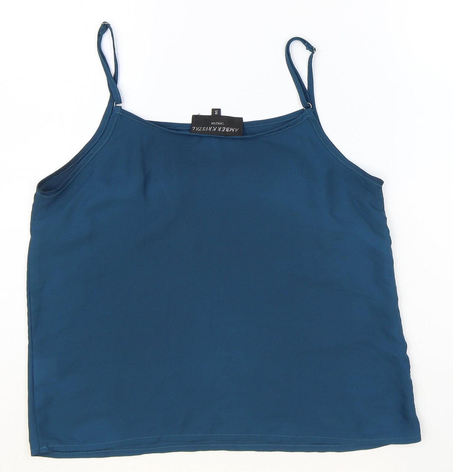 Amber Krystal Womens Blue Polyester Basic Tank Size S Square Neck