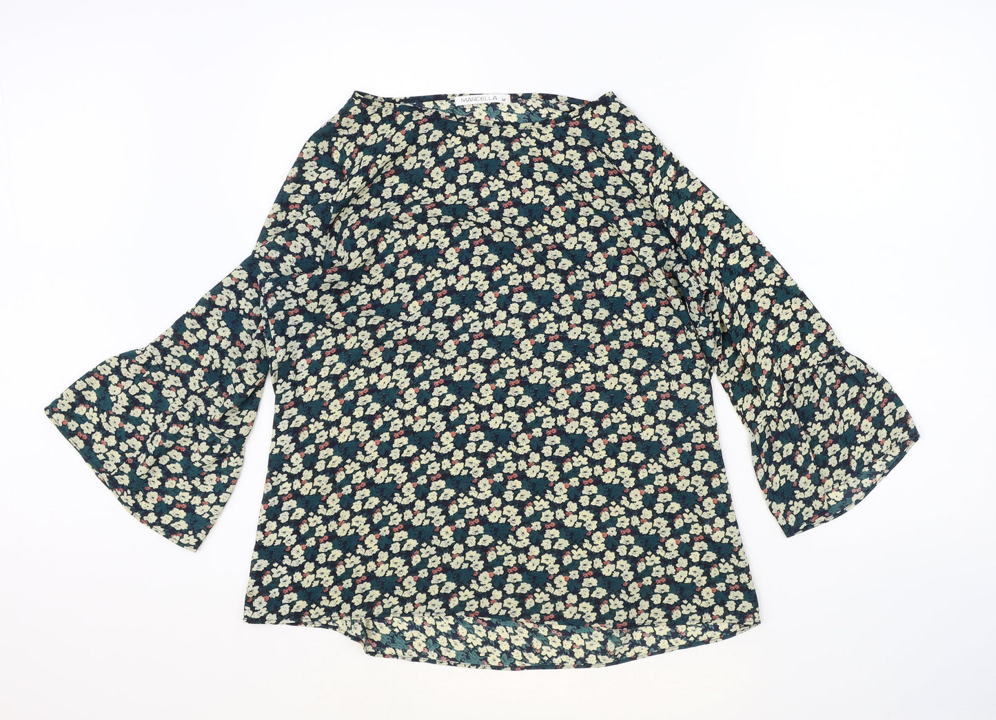 Marcello Womens Multicoloured Floral Polyester Basic Blouse Size M Round Neck