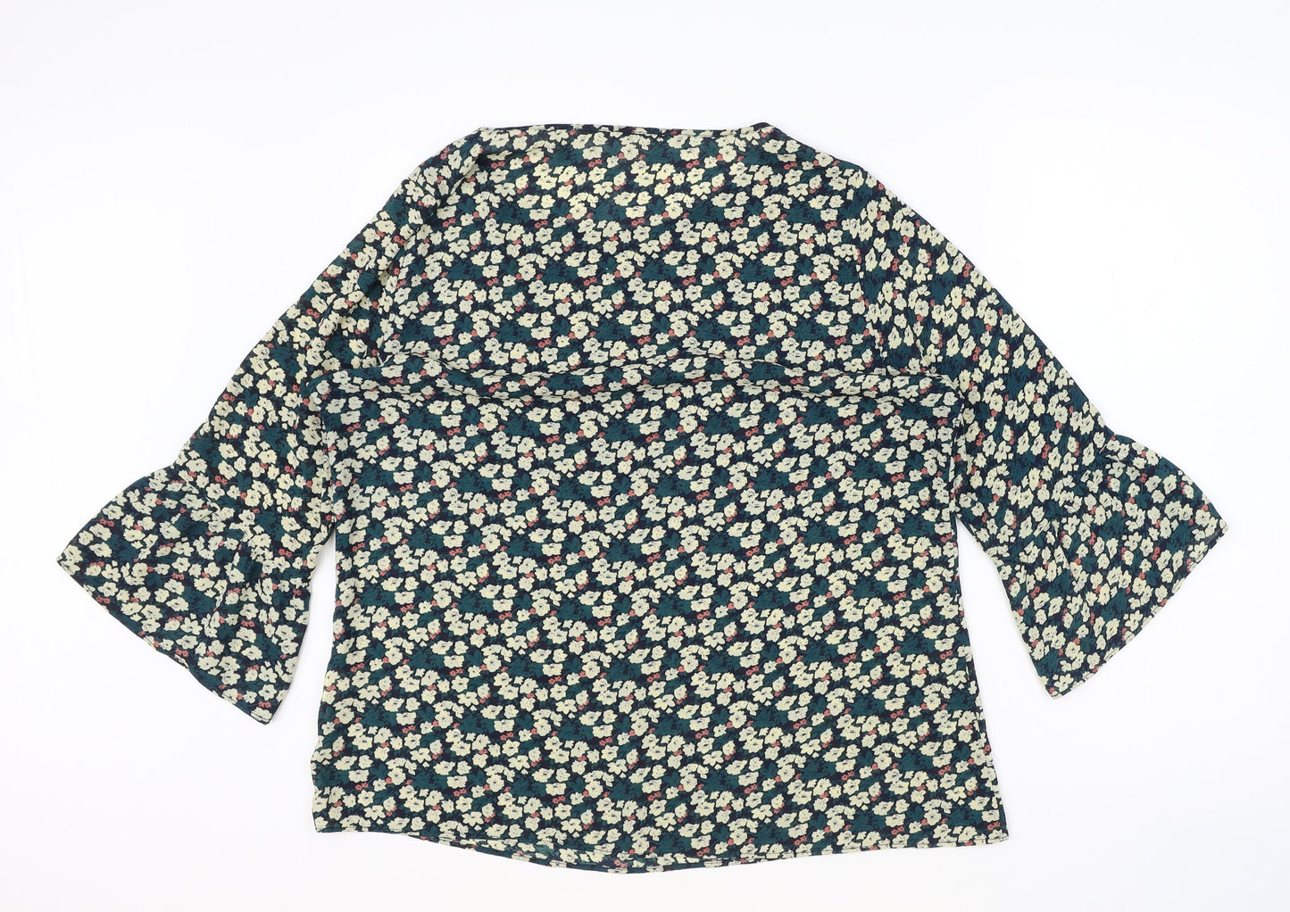 Marcello Womens Multicoloured Floral Polyester Basic Blouse Size M Round Neck