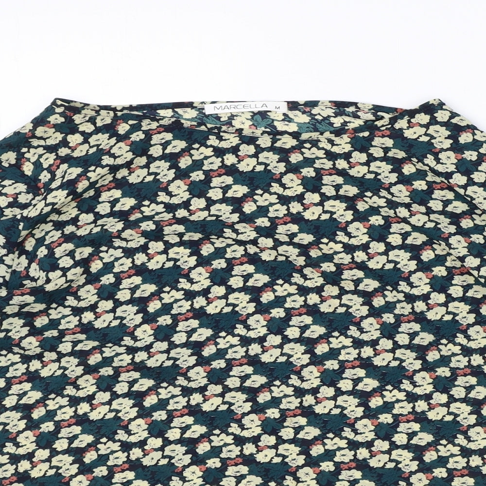 Marcello Womens Multicoloured Floral Polyester Basic Blouse Size M Round Neck