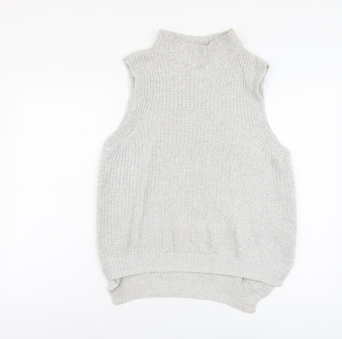 Warehouse Womens Grey Mock Neck Cotton Vest Jumper Size 6