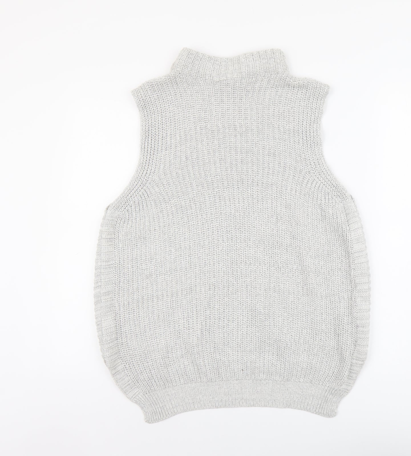 Warehouse Womens Grey Mock Neck Cotton Vest Jumper Size 6