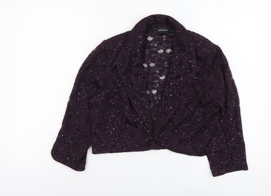 R&M Richards Womens Purple Kimono Jacket Size 12 Hook & Eye - Lace detail on back