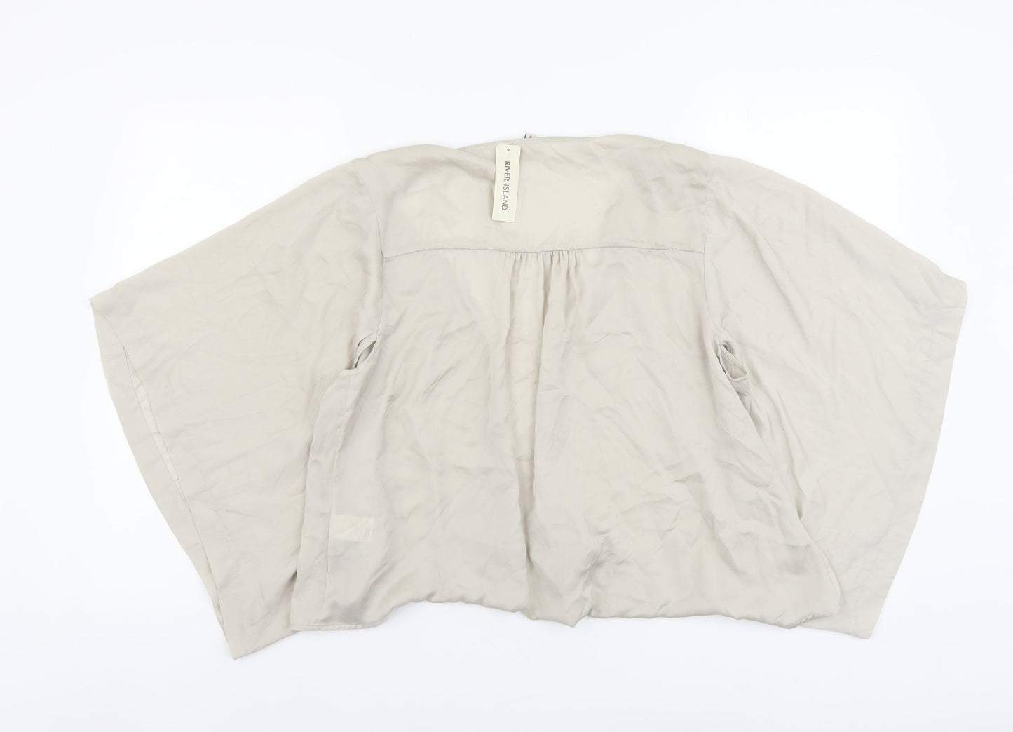 River Island Womens Beige Polyester Wrap T-Shirt Size 8 V-Neck