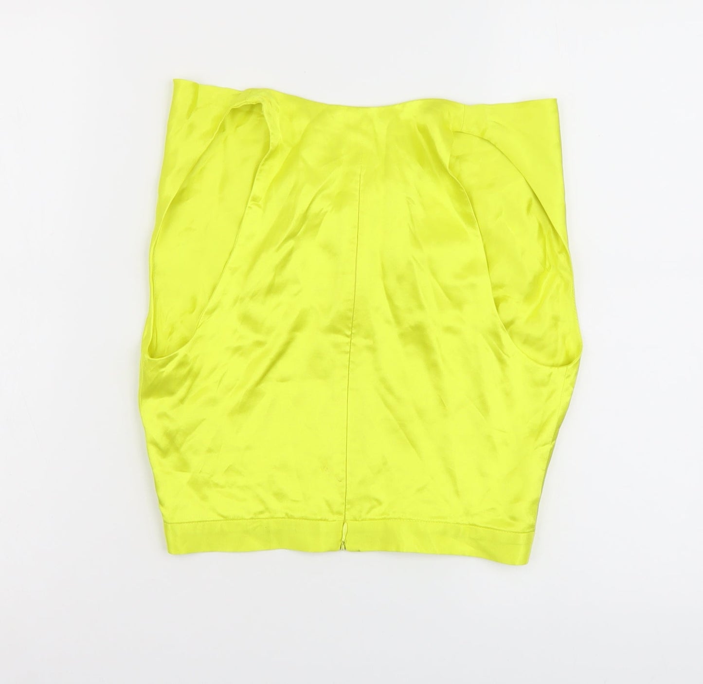 Zara Womens Yellow Polyester Cropped Blouse Size XS Cowl Neck