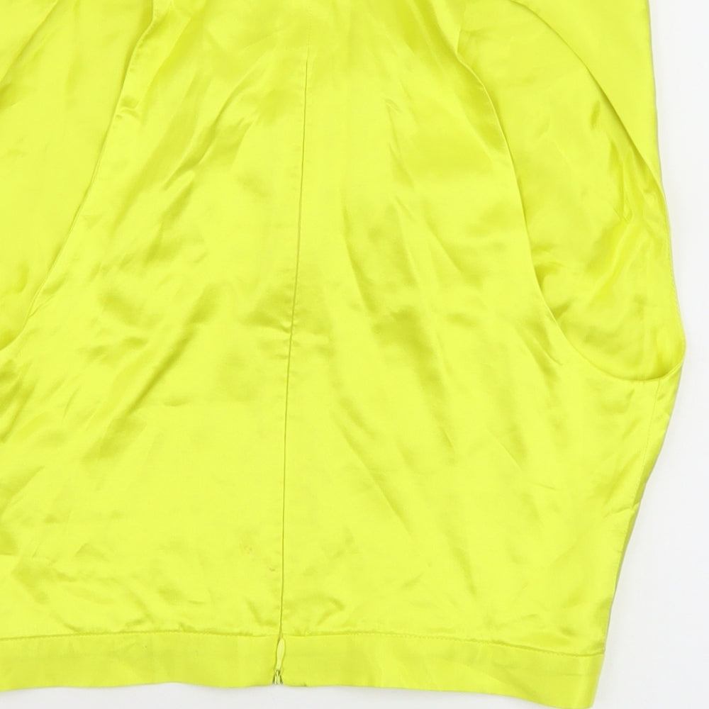 Zara Womens Yellow Polyester Cropped Blouse Size XS Cowl Neck
