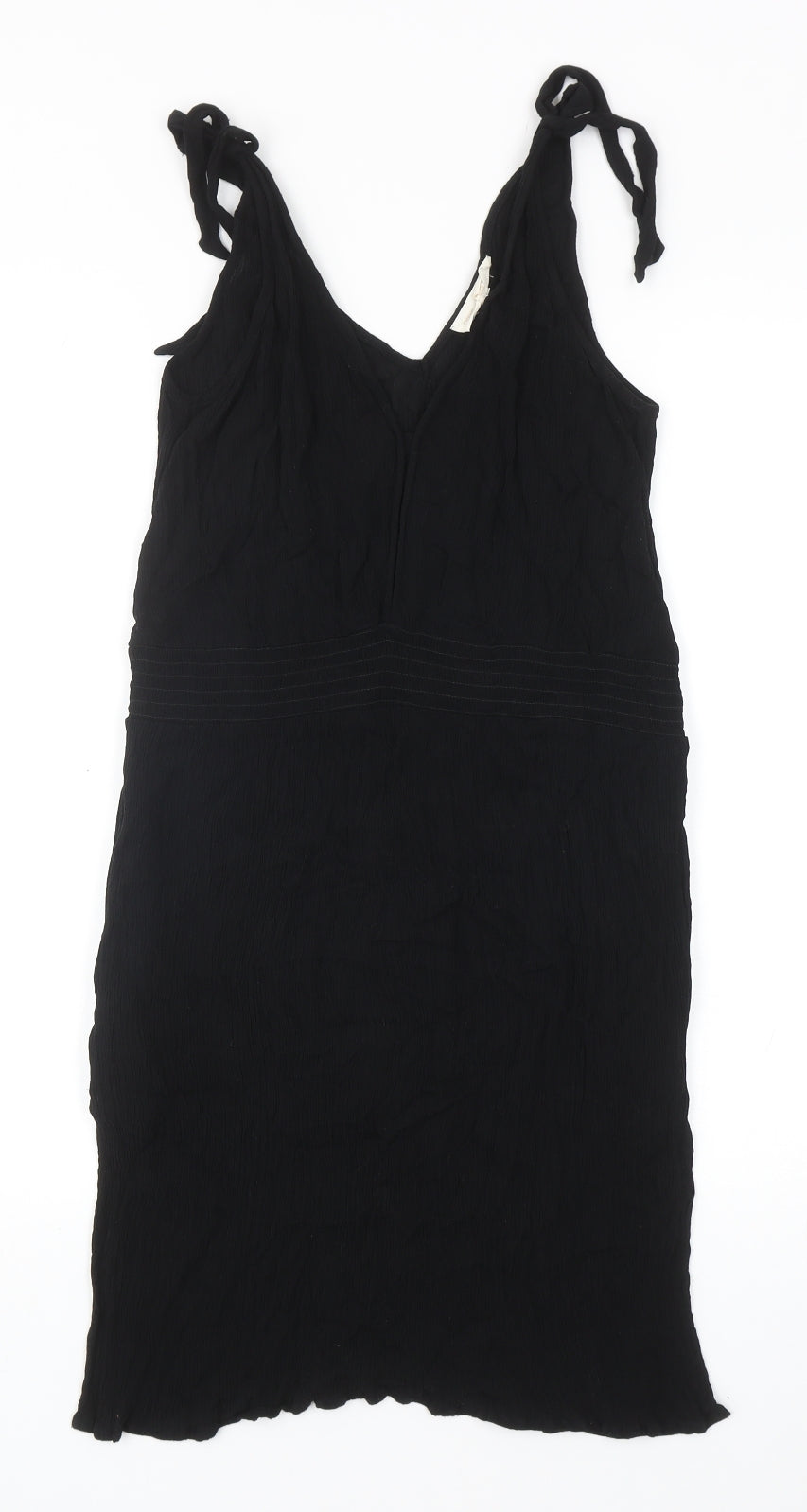 NEXT Womens Black Viscose A-Line Size 12 V-Neck Tie