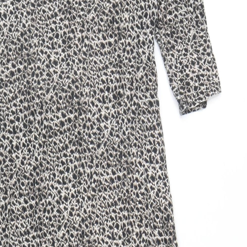 Wallis Womens Brown Geometric Viscose A-Line Size 16 V-Neck Pullover