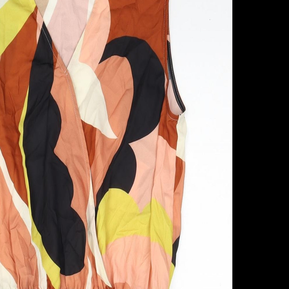 Spring Womens Multicoloured Geometric Polyester Bodysuit One-Piece Size 12 Snap