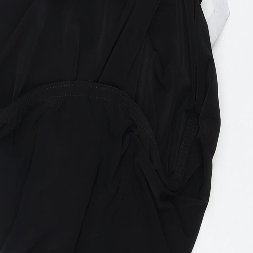 Signature Womens Black Polyester Bodysuit One-Piece Size 10 Snap