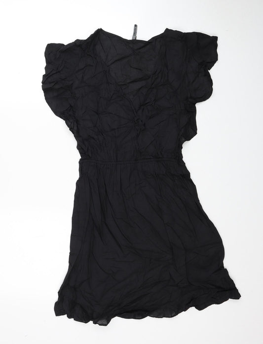Lee Cooper Womens Black Viscose A-Line Size XS V-Neck Hook & Loop