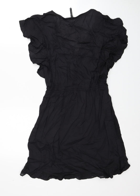 Lee Cooper Womens Black Viscose A-Line Size XS V-Neck Hook & Loop