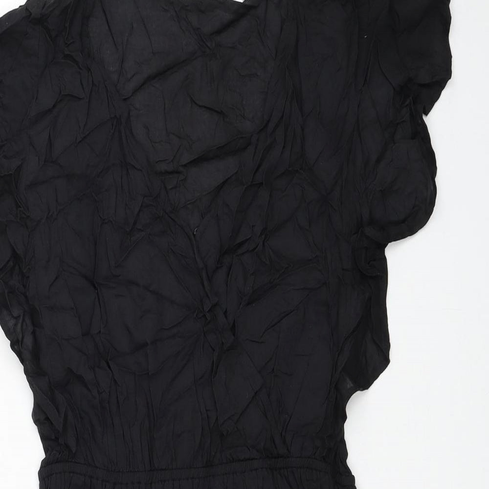 Lee Cooper Womens Black Viscose A-Line Size XS V-Neck Hook & Loop