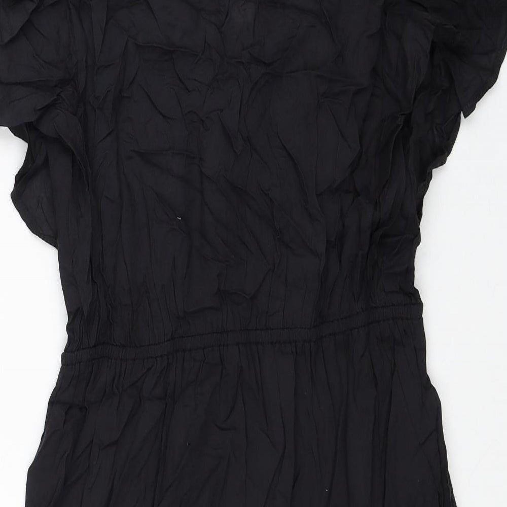 Lee Cooper Womens Black Viscose A-Line Size XS V-Neck Hook & Loop