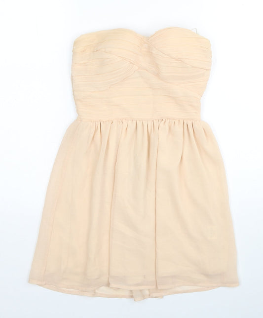 Rave Womens Beige Polyester Fit & Flare Size 6 Sweetheart Zip