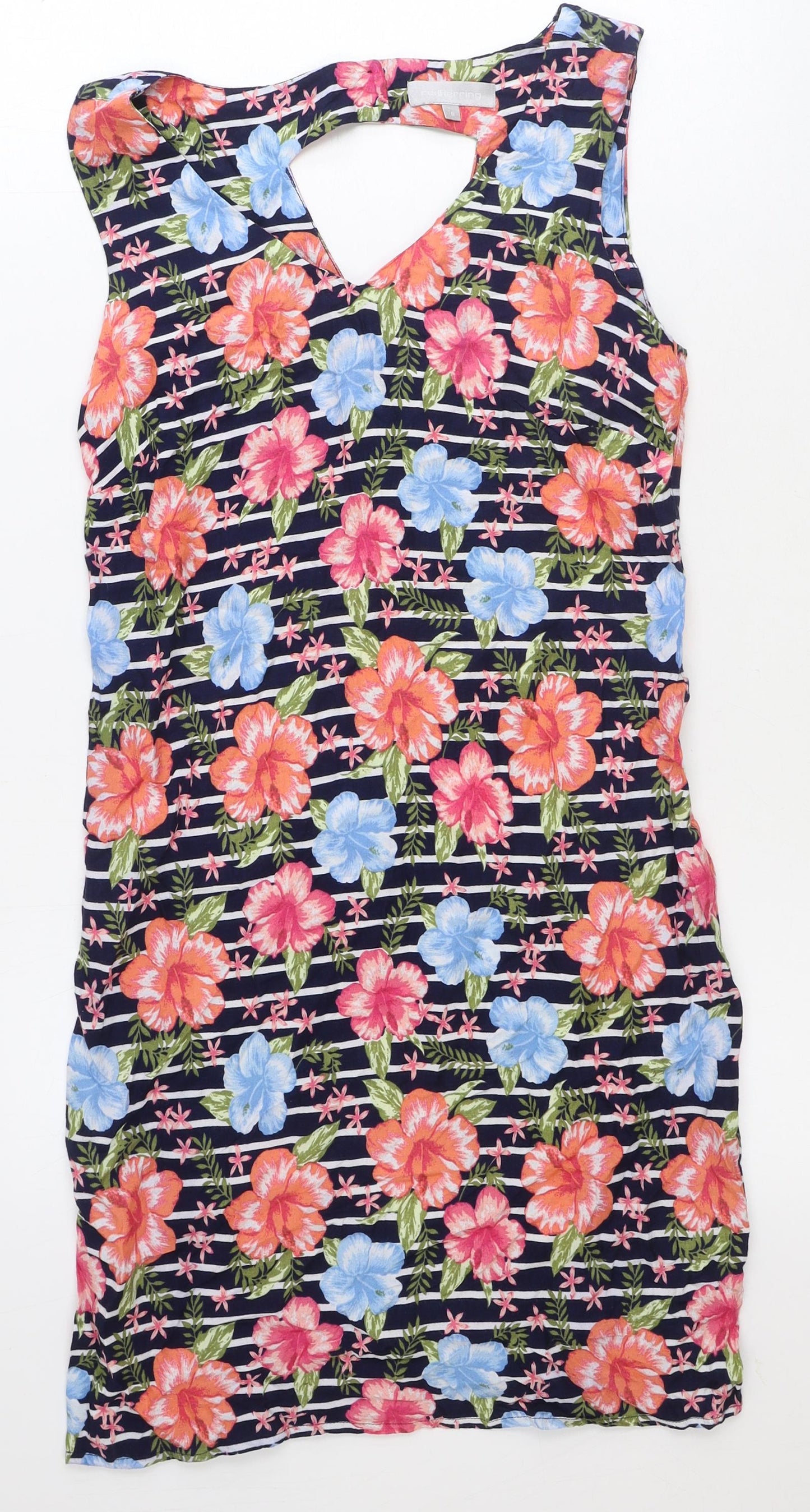 Red Herring Womens Multicoloured Floral Viscose A-Line Size 8 V-Neck Button