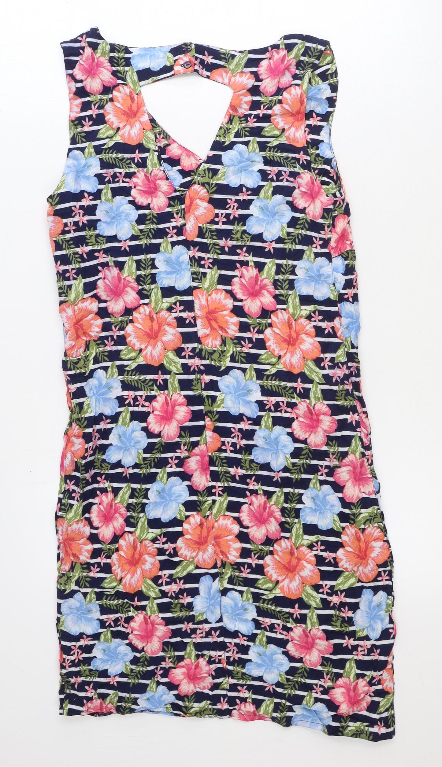 Red Herring Womens Multicoloured Floral Viscose A-Line Size 8 V-Neck Button