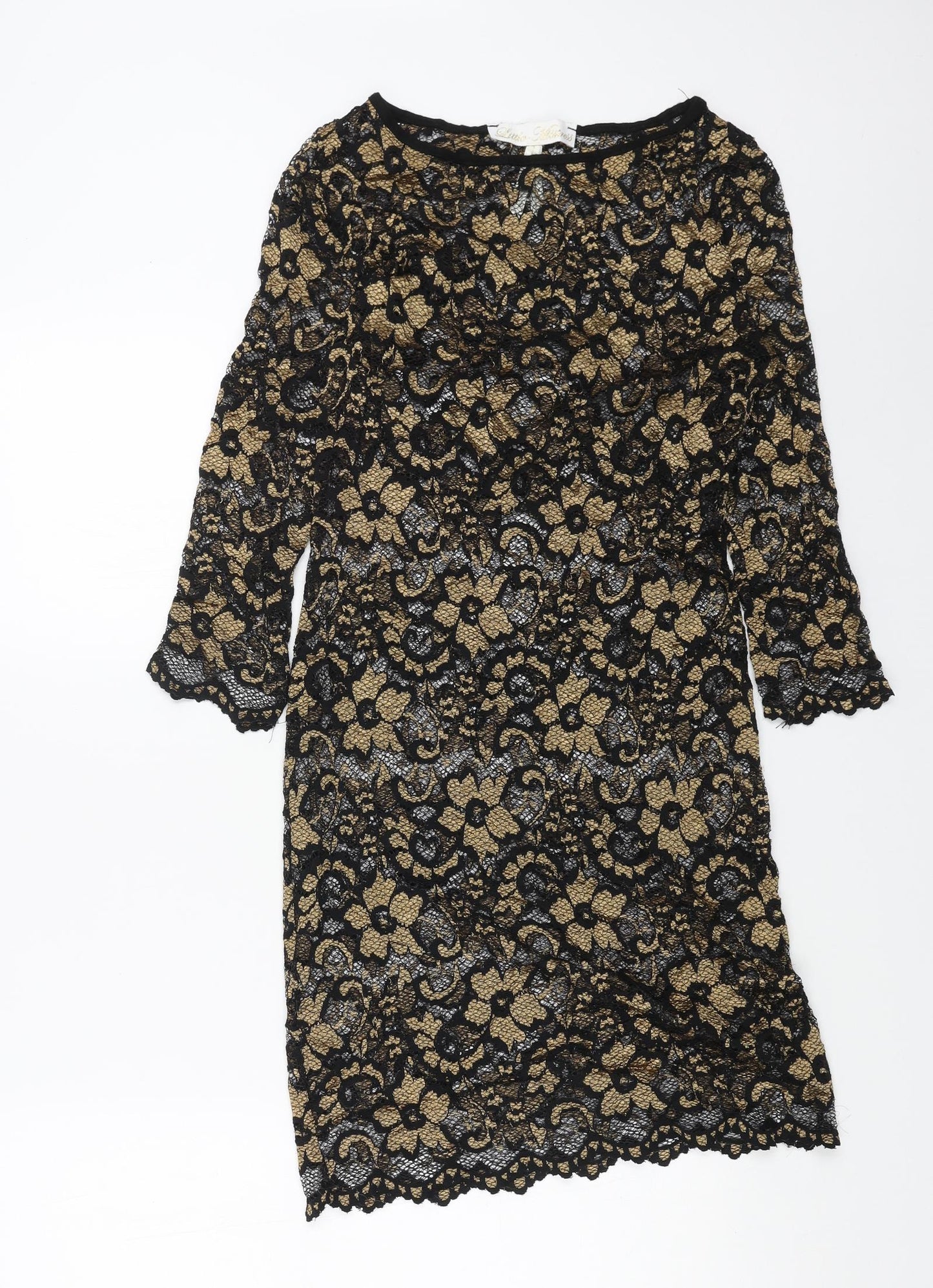 Little Misstress Womens Black Floral Polyester Trapeze & Swing Size 10 Roll Neck Pullover