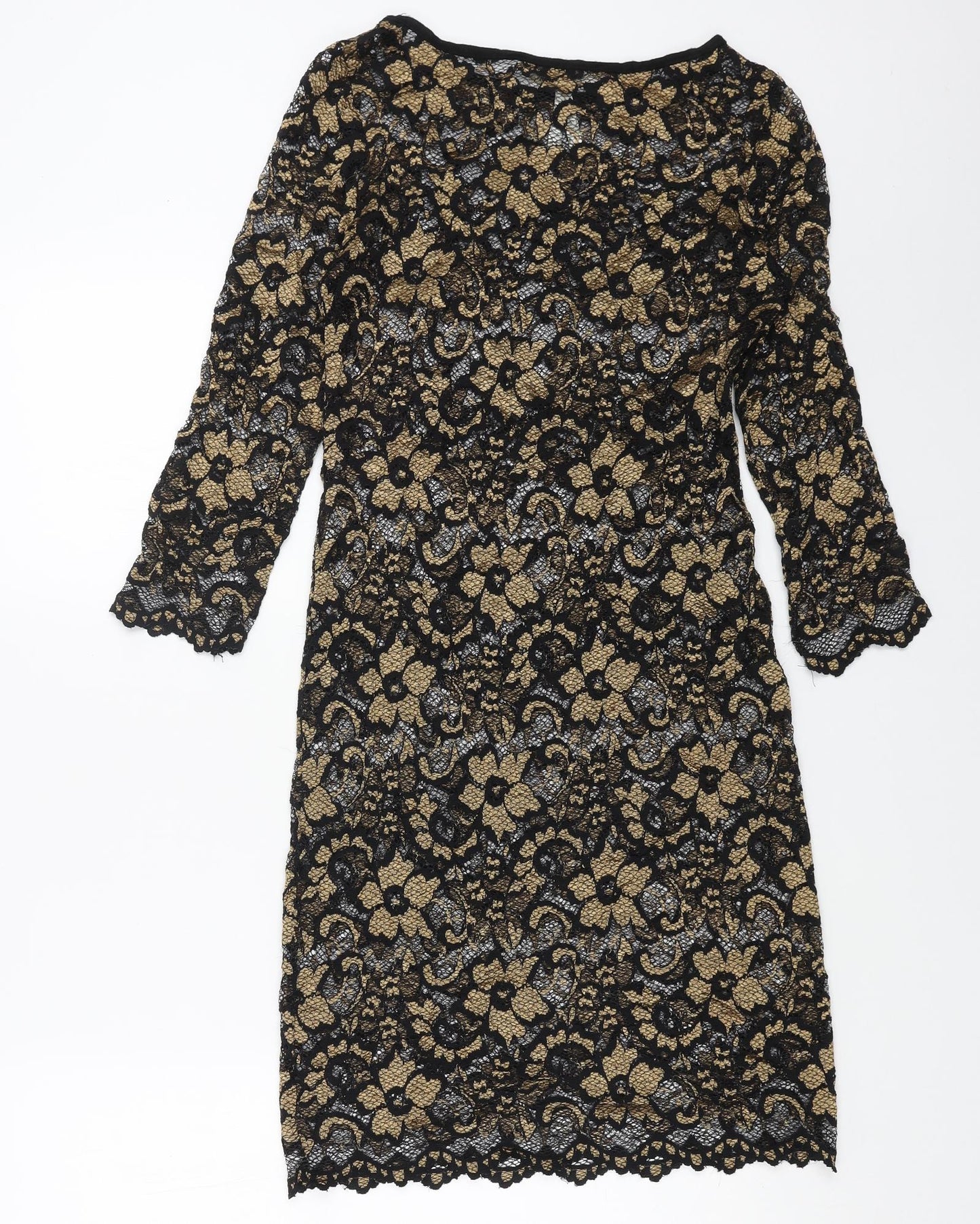 Little Misstress Womens Black Floral Polyester Trapeze & Swing Size 10 Roll Neck Pullover