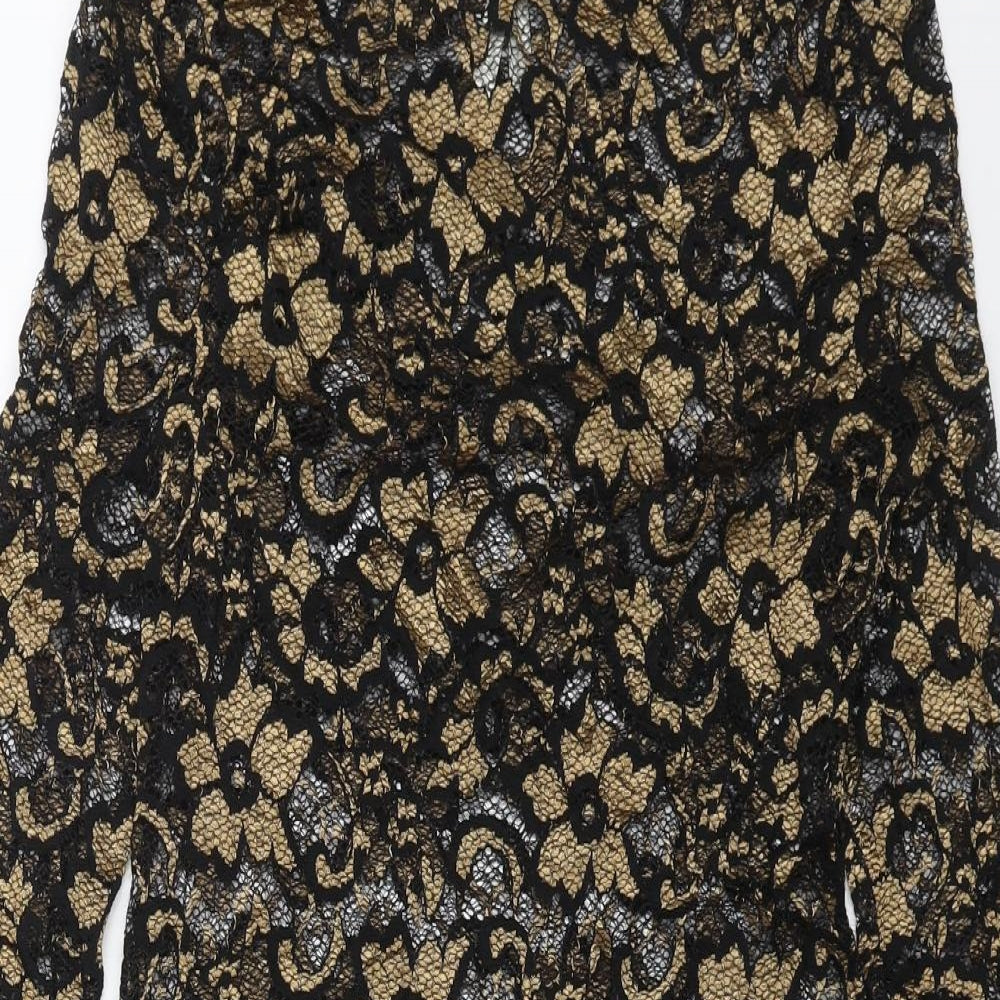 Little Misstress Womens Black Floral Polyester Trapeze & Swing Size 10 Roll Neck Pullover