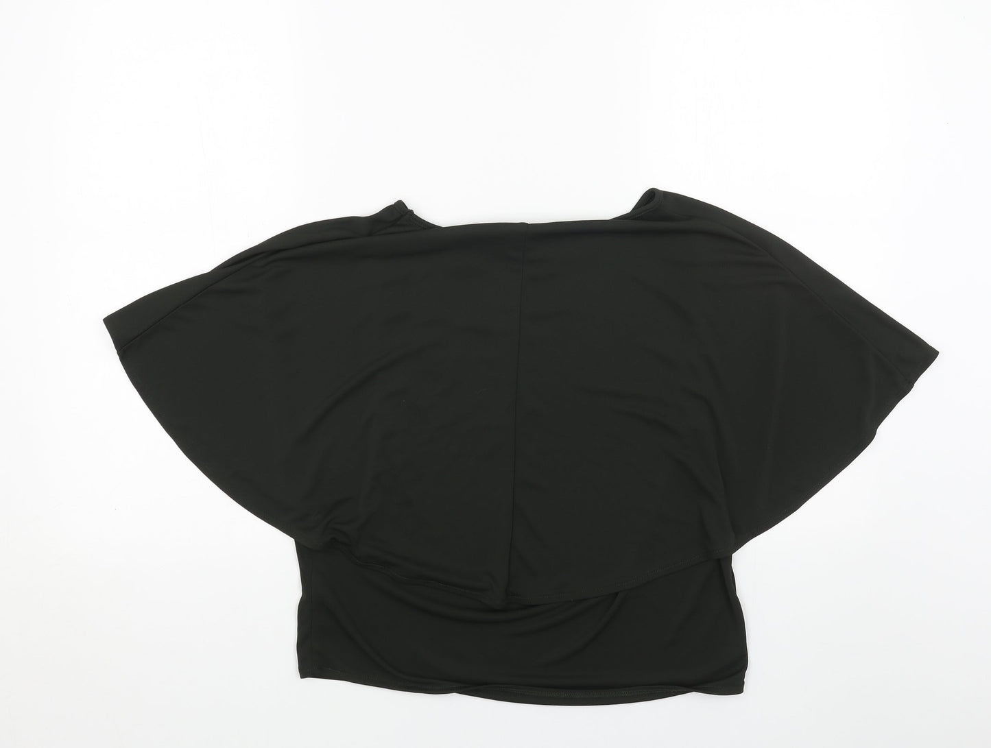 Topshop Womens Green Polyester Cropped T-Shirt Size 8 Round Neck
