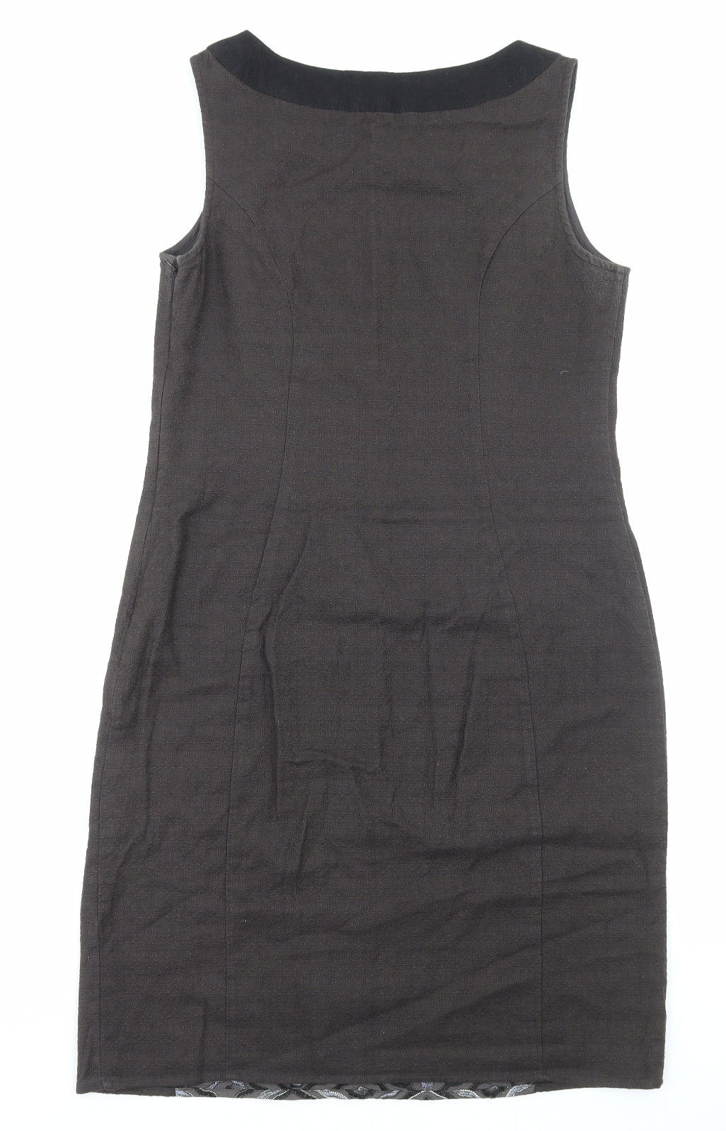 Per Una Womens Grey Geometric Cotton Shift Size 14 Round Neck Zip