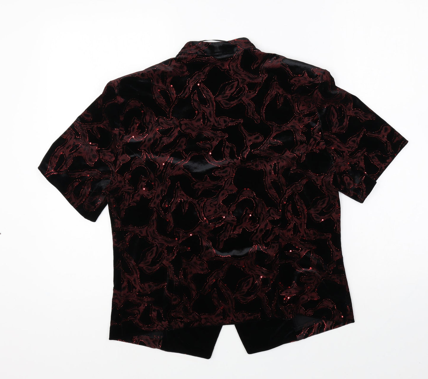 Roman Originals Womens Black Geometric Polyester Basic Button-Up Size 14 V-Neck