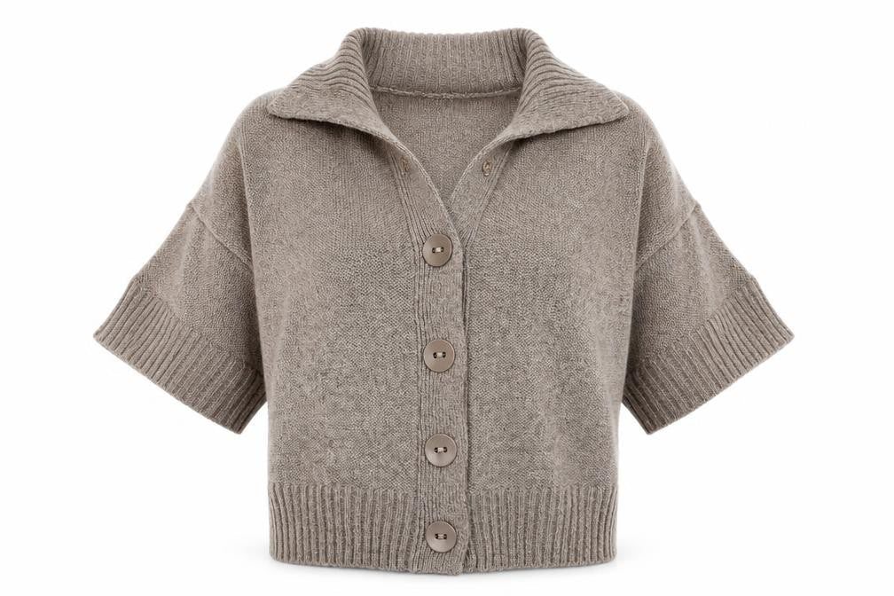 Bonmarché Womens Brown Collared Acrylic Cardigan Jumper Size M