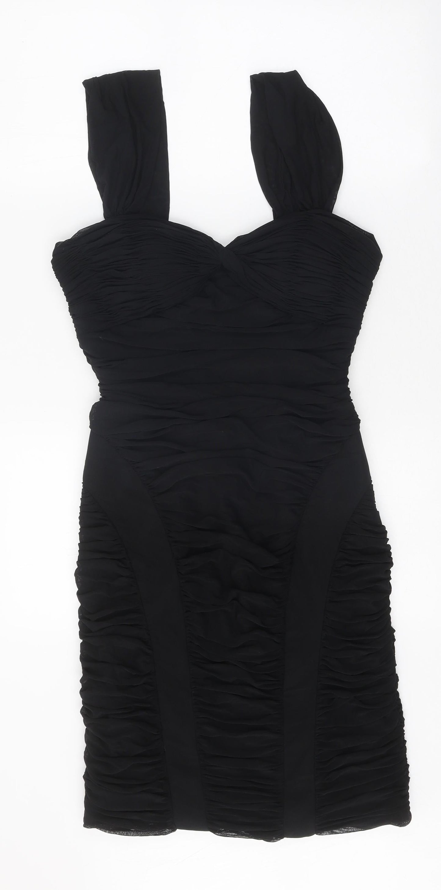 Sousourada Womens Black Polyester Shift Size L Off the Shoulder Zip